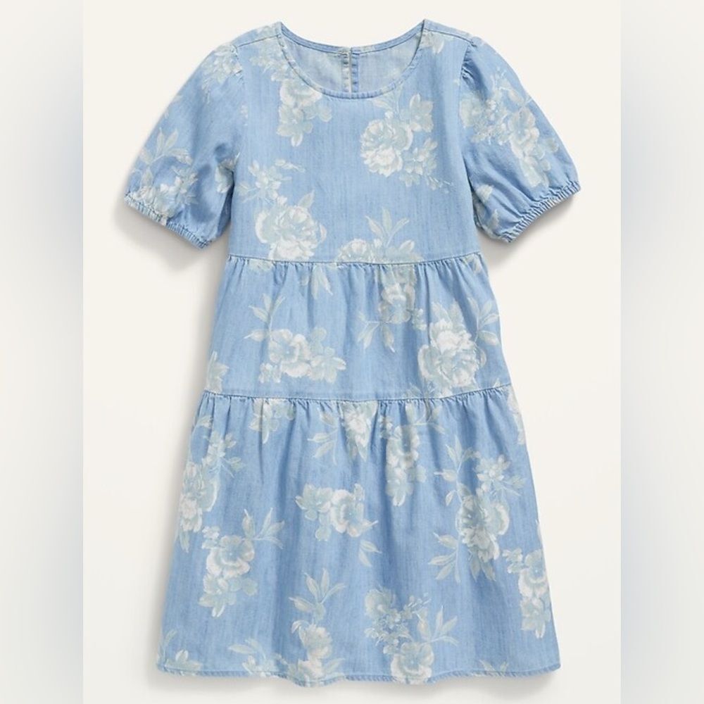 Old Navy Blue Puff Sleeve‎ Tiered Sundress